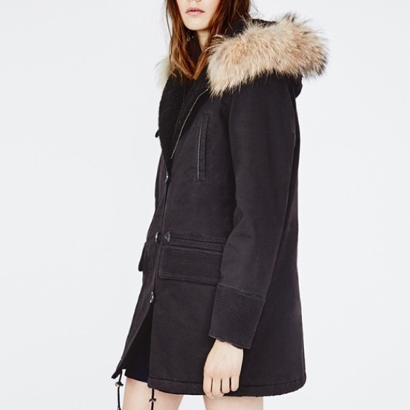 Maje Jackets & Blazers - NWT Maje Black Gaston Fur Trim Parka